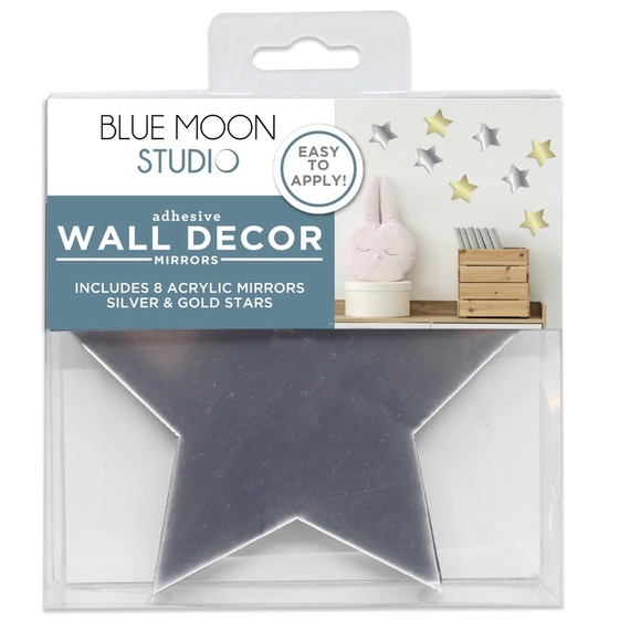 Blue Moon Studio 8pc Self-Adhesive Silver and Gold Star Wall Mirror Decals - Picture 2 of 5